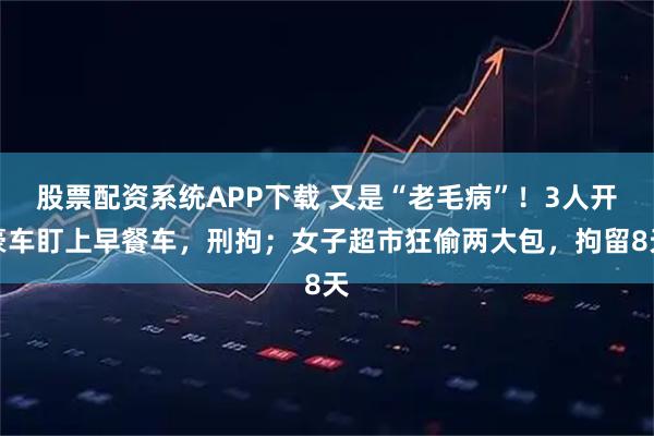 股票配资系统APP下载 又是“老毛病”！3人开豪车盯上早餐车，刑拘；女子超市狂偷两大包，拘留8天