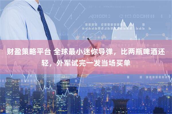 财盈策略平台 全球最小迷你导弹，比两瓶啤酒还轻，外军试完一发当场买单